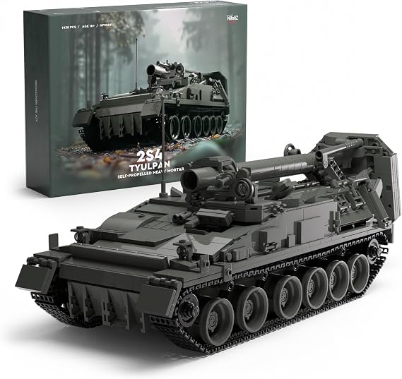 Nifeliz 2S4 Mörser Bauspielzeugset Militär Selbstfahrlafette Klemmbausteine für Erwachsene Armee Modellbausatz Sammlerstück Geschenk für Militärfans (1438 Teile NF10291)