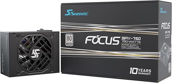 Seasonic Focus SPX-750 | 750W | 80+ Platinum | Full-Modular|SFX Form Factor | Low Noise | Premium Japanese Capacitor | | Nvidia RTX 30/40 Super & AMD GPU Compatible (Ref. SSR-750SPX)