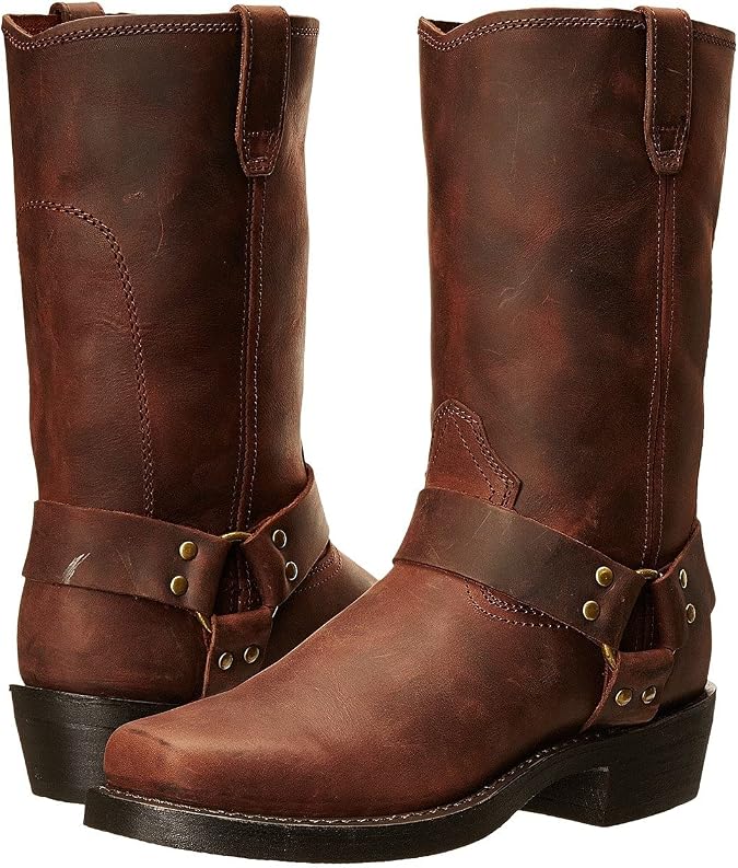 Dingo Mens Dean Harness Square Toe Motorcycle Casual Boots Mid Calf - Brown - Size 7 D