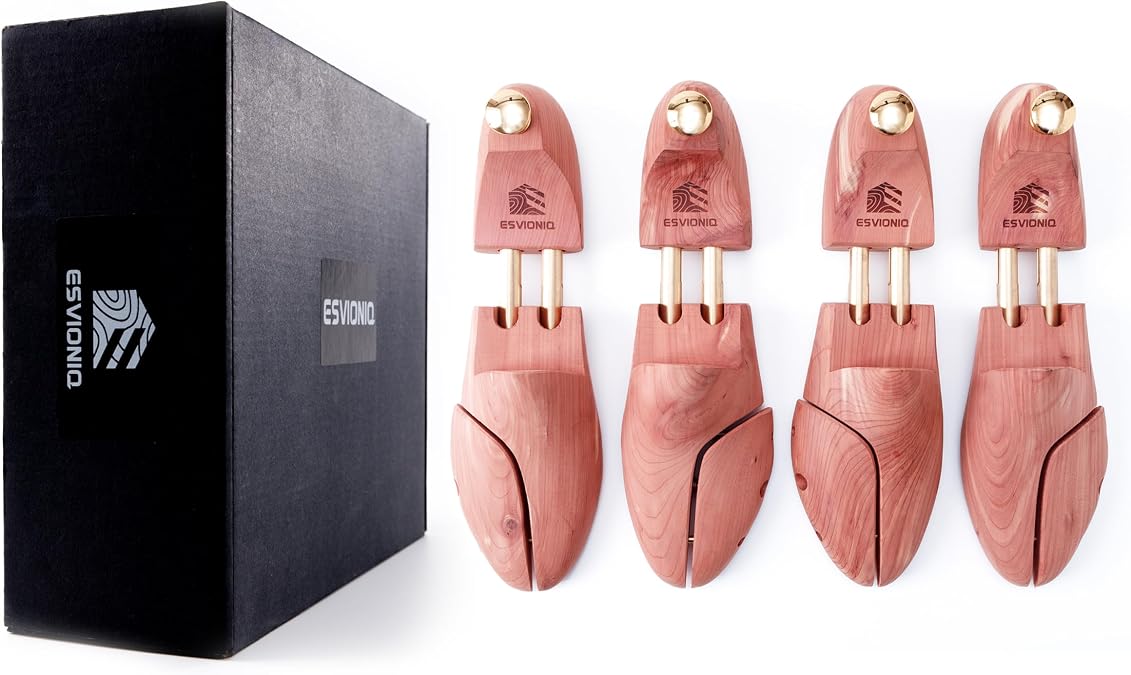Cedar Shoe Tree with Twin Tubes,Red Cedar Wooden Shoe Trees For Men,Shoe keeper UK Size 5-14,Wood Shoe Form Holder