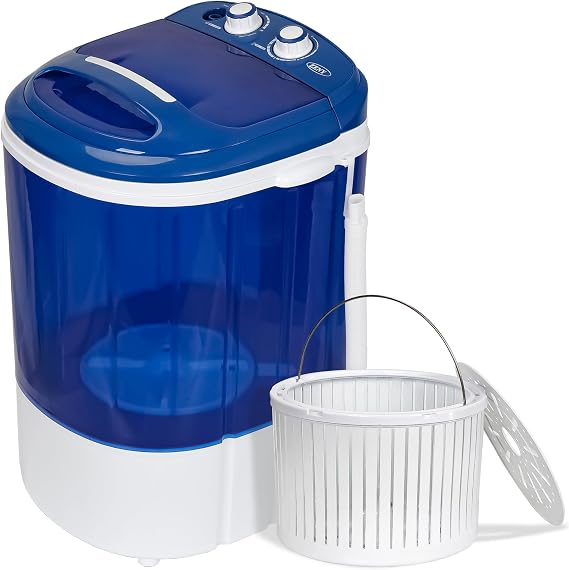 ZENY Portable Mini Washing Machine 8 lbs Washing Capacity,Semi-Automatic | Compact Washer Spinner Small Cloth Washer Laundry Appliances for Apartment, RV, Camping, Single Translucent Tub Blue