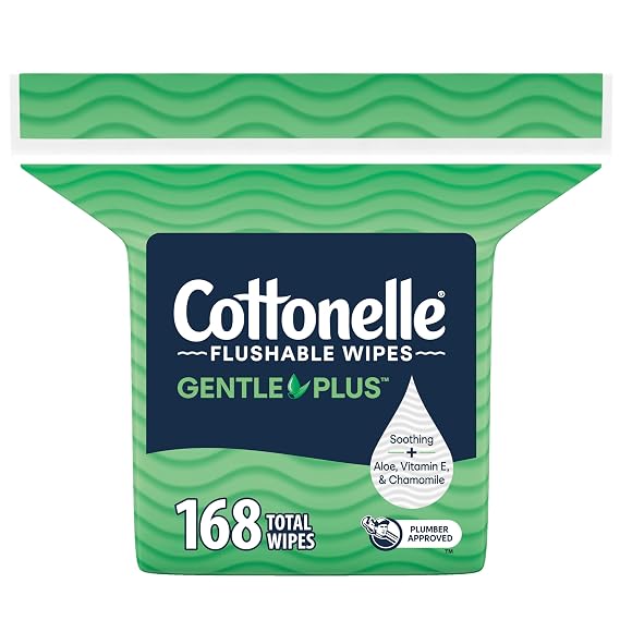 Cottonelle GentlePlus Flushable Wet Wipes with Aloe & Vitamin E, 1 Refill Pack, 168 Wipes Per Pack, Packaging May Vary