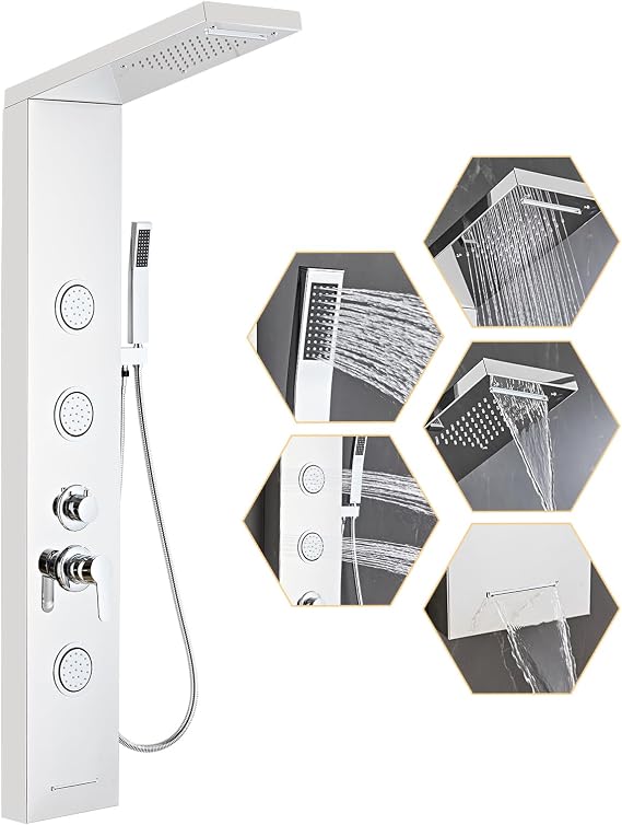 Shower Panel Tower System,Rain Shower Head Rainfall silver