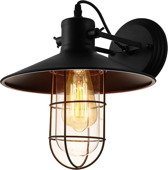 Lighting Industrial Vintage Style 1 Light Wall Sconces Ceiling Lamp Antique Metal Copper Nautical Wall Sconce Wall Light Lamp Fixture with Cage Use E26/27 Bulb