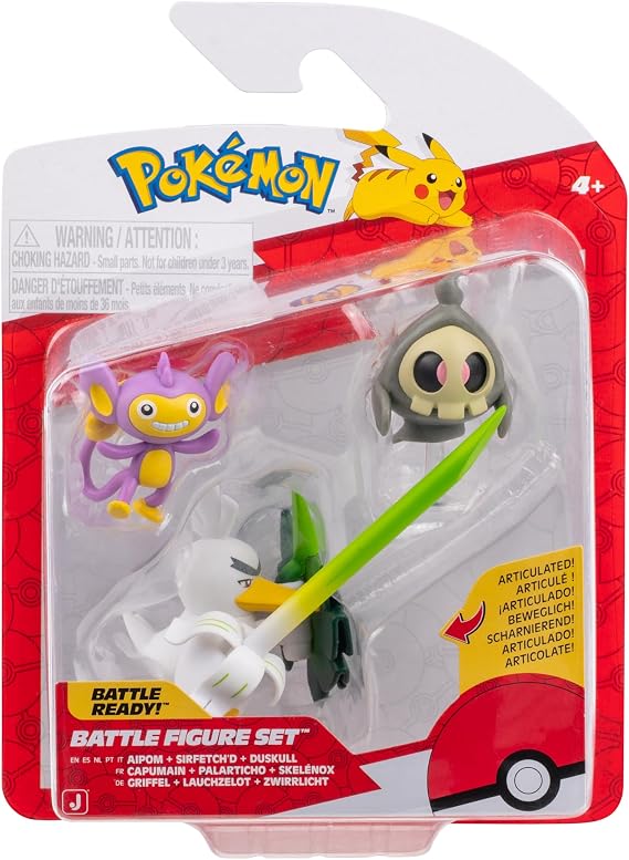 Pokémon PKW4093 - Savaş Figürü Seti - Kıvrımlı Işık, Palet, Pırasa Selot, Resmi Figür Seti