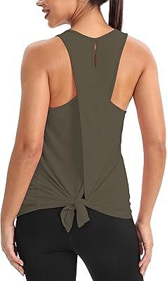Mippo Workout Tops for Women Open Back Shirts Athletic Gym Clothes Sleeveless Tank Tops Loose Fit