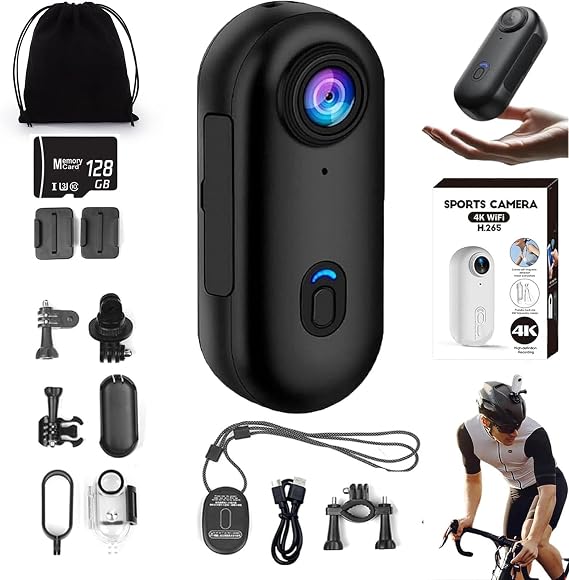 4K Waterproof POV Capture Pro, 128GB POV Pro, 2026 New Thumb Action Camera, Ultra Wide Angle Mini Body Camera, Wearable Video Recording for Vlogging, Cycling, Diving (Black 4K+128GBMemory Card)