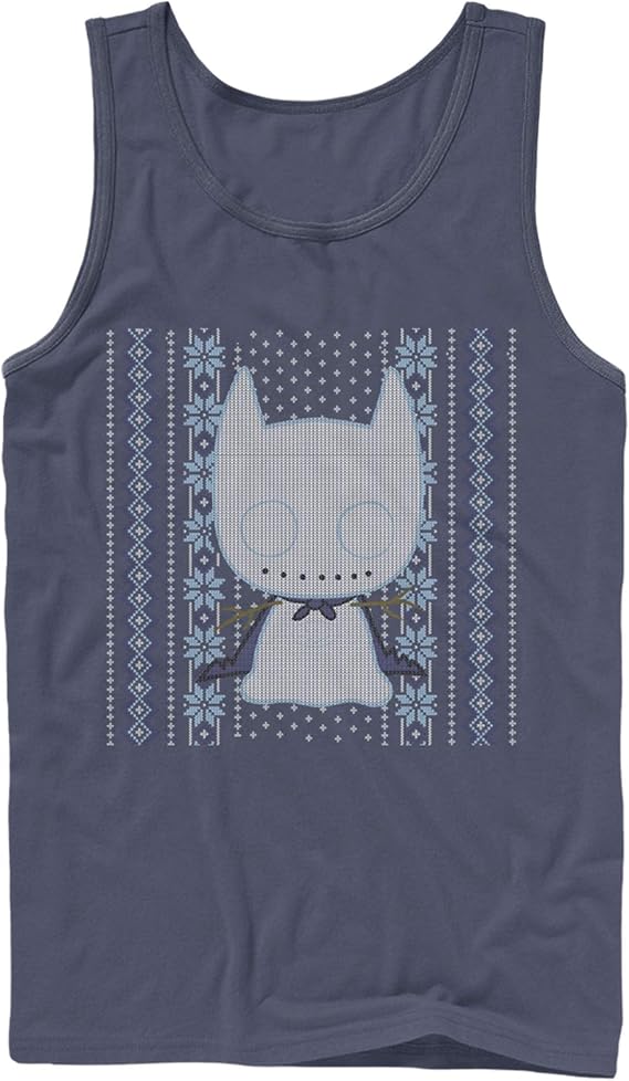 Men's Batman Ugly Christmas Chibi Snow Bat Tank Top
