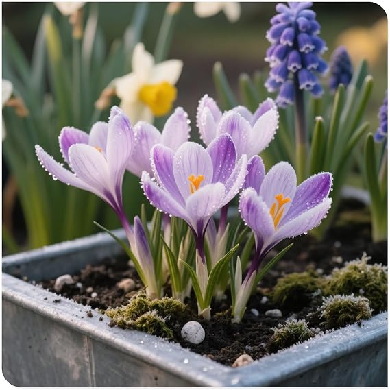 Crocus Bulbs/Saffron Crocus Bulbs -Plants/Rhizome/Ornamental/Resistant/Bedding/Gorgeous/Potted-6 Bulbs-B