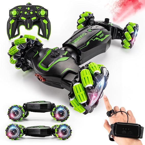 TADOZIC 4WD Remote Control Gesture Sensor Car,Hand Controlled RC Stunt Car,Double-Sided Vehicle 360 Rotation with Light and Music Spray, Watch Toy Cars for Boys & Girls Birthday