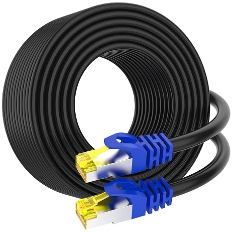 Cat 8 Ethernet Cable 30 ft,35 ft 50 ft 70 ft 100 ft Heavy Duty High Speed Network Internet Cable,26AWG 40Gbps 2000Mhz,S/FTP Indoor & Outdoor Shielded LAN Cable-Waterproof(Black)