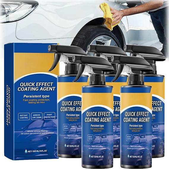 Quick Effect Coating Agent for Cars,2025 Advanced Quick-Acting Coating Agent Spray,Efficient Ceramic Coating Spray-Scratch Repair,Protection & Shine,Repairs Scratches and Wear Quickly (120ML, 5PCS)