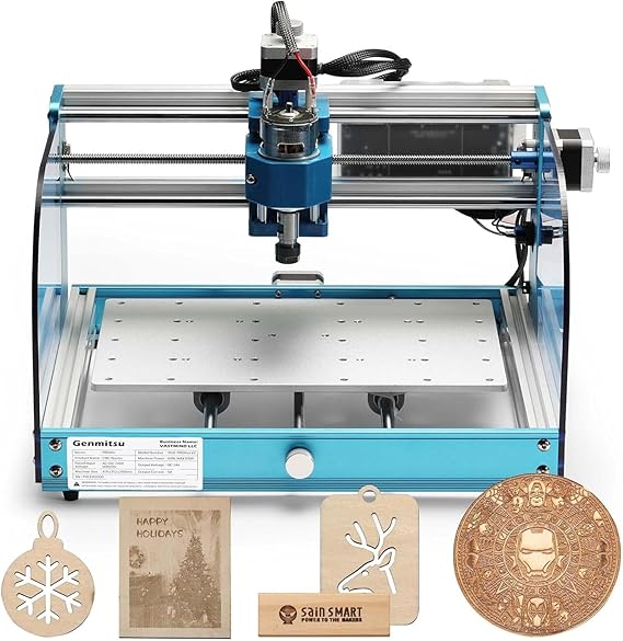Genmitsu 3018-PROVer V2 CNC Mill for Beginners, Benchtop CNC Mill with Limit Switch and Emergency Stop, Upgraded Z Axis Aluminum Spoilboard, Working Area 284 x 180 x 40 mm 11.2 x 7.1 x 1.6 inches | Upgraded Z-axis aluminum spoiler, working area 284 x 180 x 40 mm