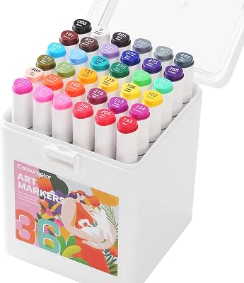 36 Colors Alcohol Markers Set, Fine & Chisel Dual Tips Art Twin Sketch Pens Permanent Alcohol Based with Case Office & School Supplies