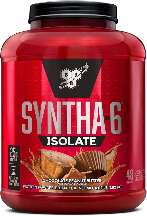 BSN SYNTHA-6 ISOLATE Protein Powder, Chocolate Peanut Butter, 4.02 lb 48 servings