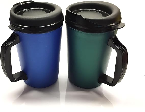 Thermoserv 20oz Insulated Travel Mug Classic Gas Station Design (Blue/Green 2 Pack)