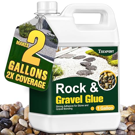 Teexpert 1 Gallon Rock Glue for Landscaping Strong Pea Gravel Binder & Stone Adhesive for Walkways, Yards, Patios, and Decorative Driveway Edges