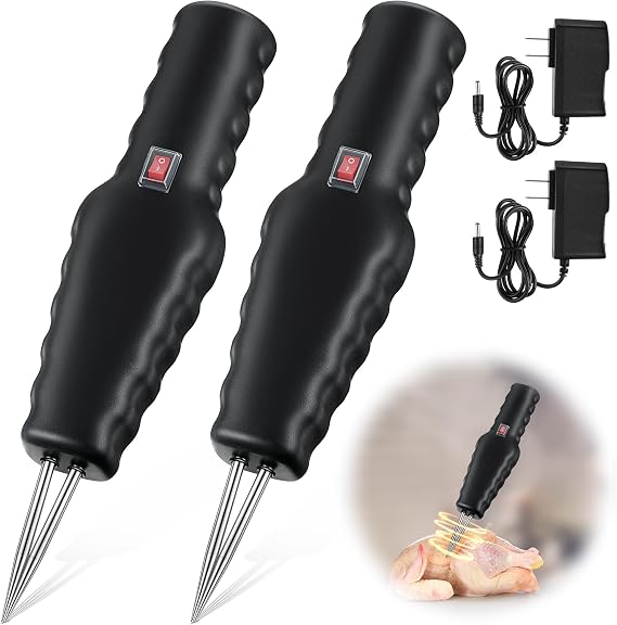 2 Pack Handheld Chicken Plucker, Electric Quick Poultry Plucker Machine for Removing The Pin Feathers, Portable Rechargeable Waterproof Feather Plucker for Chicken Duck Goose Bird (Black)