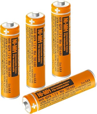 4 Pack NI-MH AAA Rechargeable Battery for Cordless Phones, 1.2V 700mah HHR-4DPA AAA Batteries for Cordless Phones, Remote Controls, Electronics