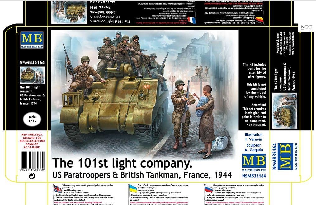 101 LIGHT COMPANY US PARATROOPERS AND BRITISH TANKMAN 1944 135 MASTER BOX 35164 by Masterbox