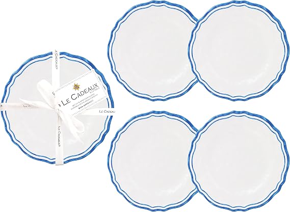 Le Cadeaux Melamine 6 inch Appetizer Plates, Set of 4, Maison