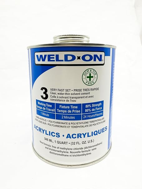 Weld-On #3 Acrylic Cement, Low-VOC Non-Chlorinated Formula, Quart (2)