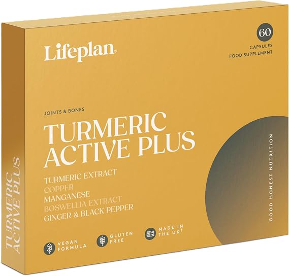 LIFEPLAN Turmeric Active Plus 60 Capsules – High Strength Turmeric & Curcumin Supplement – Joint Support, Mobility & Inflammation – 81.66g