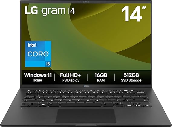 LG gram 14Z90RU - 14 Inch 2.5K IPS Ultra-Lightweight Laptop, Intel Core i5 1334U, 16GB RAM, 512GB SSD, Windows 11 Home, Black (2025)