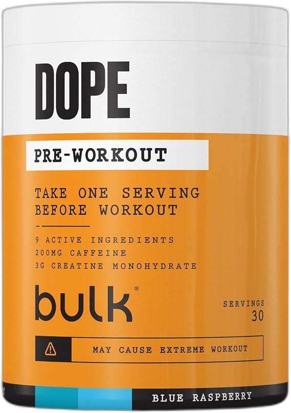 Bulk Dope Pre-Workout Powder, Blue Raspberry, 495 g
