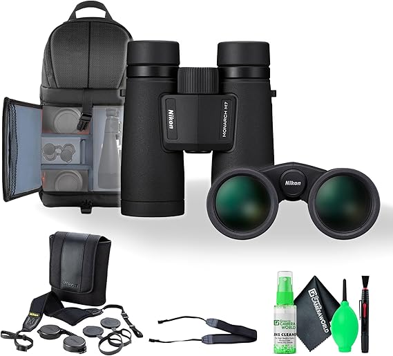 Nikon Monarch M7 8x42 Binocular, Waterproof, Fogproof, Rubber-Armored Full-Size Binocular with ED Glass & Wide Field of View, Oil & Water Repellent Coating & Locking Diopter + Neck Strap + More