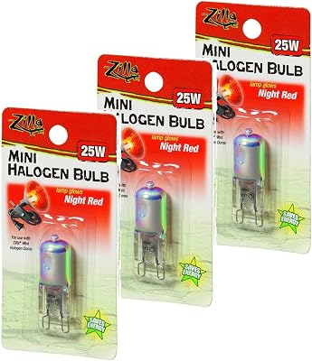 Zilla Mini Halogen Lamp Reptile Bulb, 25-watt, Night Red 3 Pack
