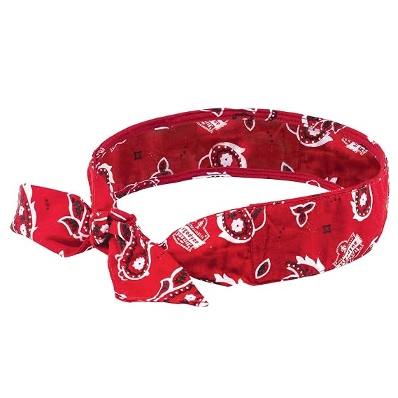 Ergodyne Chill Its 6700 Cooling Bandana, Lime, Evaporative Polymer Crystals For Cooling Relief, Tie For Adjustable Fit,