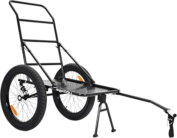 Bakcou - Folding Utility eBike Trailer - 16x3 Fat Tires | Features 16 x 3 In Fat Tires, Folding Frame, Hitch Attachment, Axle Extenders, Canvas Liner,For Cargo Hauling
