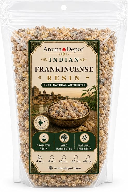 Indian Frankincense Resin Natural Gum Olibanum Aromatic Incense Tree Sap Boswellia Papyrifera Bulk (4 Ounce)