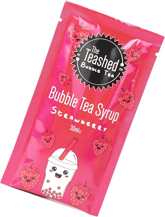 The TeaShed Strawberry Bubble Tea and Matcha Syrup | 30ml Fruit Syrup for Boba Tea and Matcha Latte Drinks | 1 to 4 Servings | Vegan