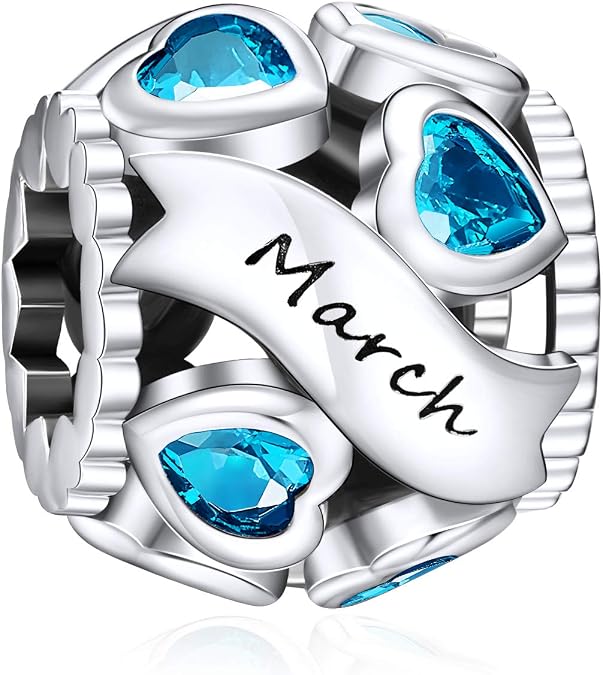 NINGAN Birthstone Charms 925 Sterling Silver Love Heart Openwork Bead for Charm Bracelets and Necklaces with 5A Cubic Zirconia, Birthday Mothers Day Jewelry Gifts Women