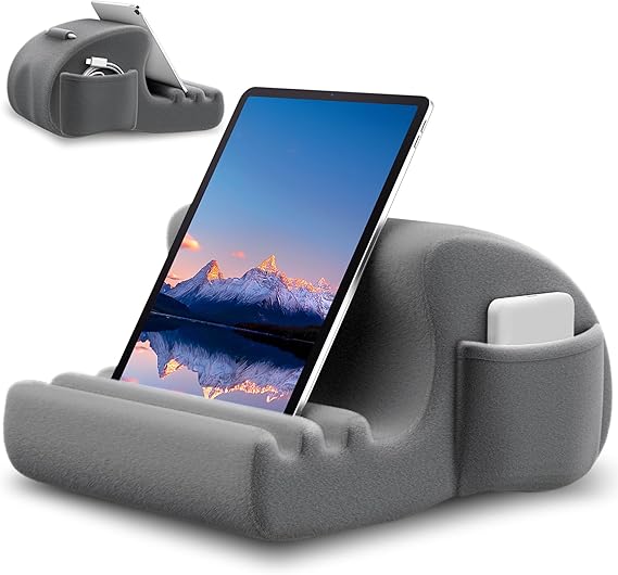 CreaDream Tablet Pillow Stand, Tablet Holder for Bed, Lap with 3 Viewing Angles, Pocket, Stylus Mount, Pillow Pad Compatible with 4-13 Tablets, iPad Pro 13 11 Air, Kindle, Galaxy Tab