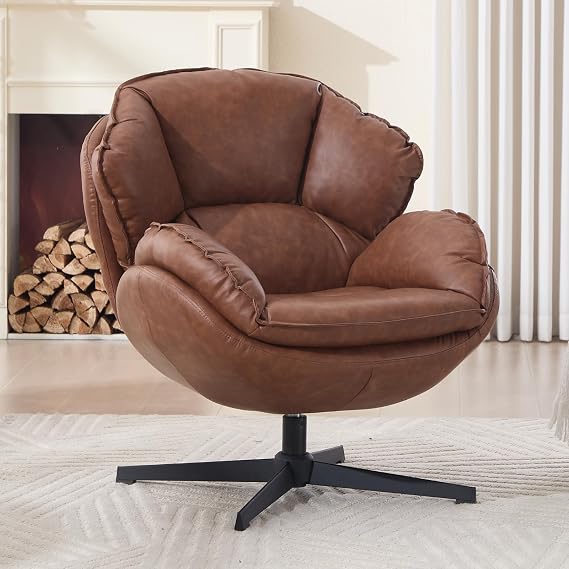 Ya-Home Accent Chair Modern Occasional Armchair with Metal Legs, Brown