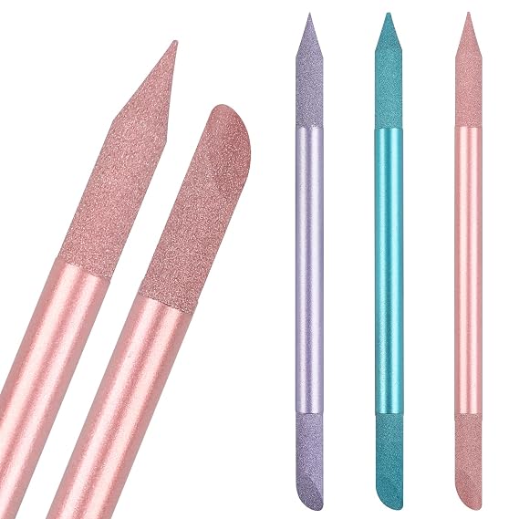 Glass Cuticle Pusher, 3Pcs Crystal Cuticle Remover Pusher Sticks | Dual-ended , Etched Glass Material , Reusable & Rust-Proof , Precision Nail Trimming , Portable & Safe , Home Salon Use