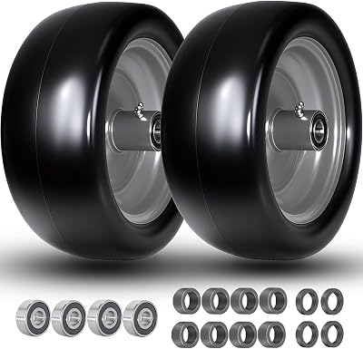 13x6.50-6 Tire and Wheel, 13x6.5-6 Lawn Mower Tires, with 34 & 58 Bearings, 5.5-7.5 Centered Hub, Solid Smooth Tire for Zero-Turn Lawnmowers, 2 Pcs