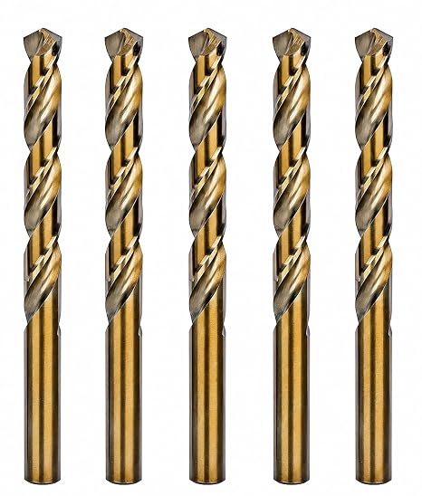 1/2" M35 Cobalt Drill Bit Set, 5PCS HSS Co Jobber Length Twist Drill Bits, 135 Split Point for Stainless Steel, Metal & Hard Steel