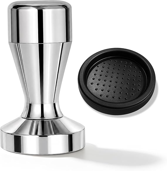 49mm Espresso Coffee Tamper with Silicone Mat Set, Stainless Steel Coffee Presser with Non-Slip Raised Dots Mat for Espresso Machine Portafilter