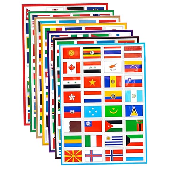 Flag Stickers Country Stickers, 196PCS Waterproof World Flag, Self-Adhesive Decals, 1.8x1.2" Mini Country for Sports Events