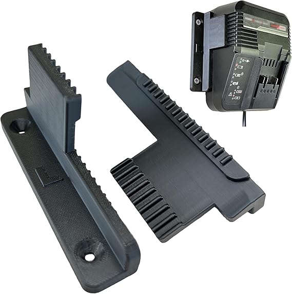 Wall Mount for Einhell Power X-Charger 3A – 2-Parts Plastic Holder with Screws & Plugs – Black Bracket for Clean & Secure Wall Storage (Not for Twincharger or Fast Charger)