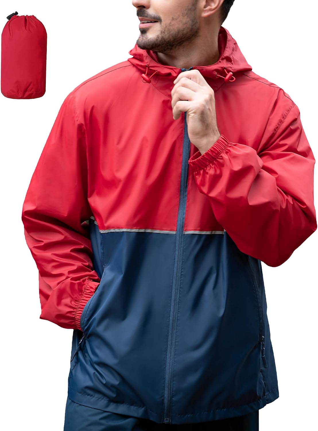ZITY Mens Rain Jacket Waterproof with Hood Lightweight Raincoat for Golf Hiking Camping Cycling