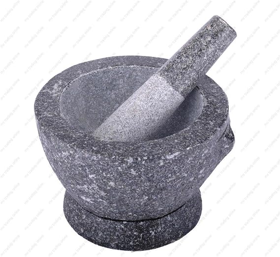 Stone (Granite) Mortar and Pestle, 6 In, 1.5+ Cup Capacity