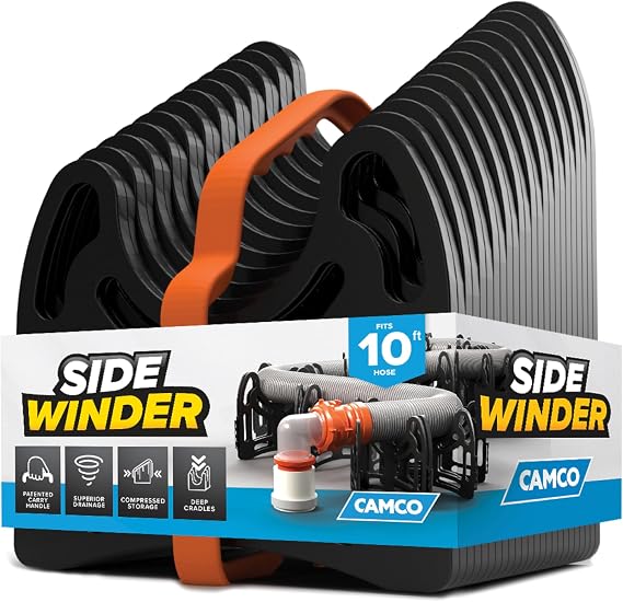 Camco Sidewinder 10-Ft RV Sewer Hose Support w/ Carry Handle | Flexible Telescoping Design for Avoiding Obstacles & Deep Cradles Secure RV Sewer Hose - Folds for RV Storage (43031)