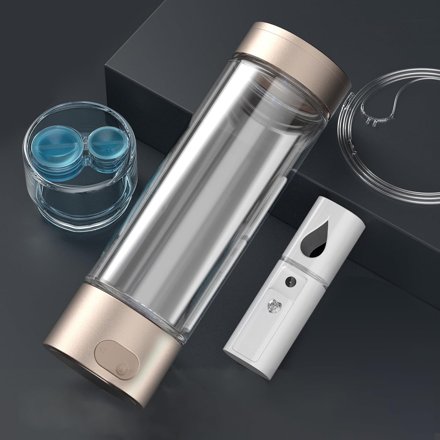 Hydrogen Water Generator, Rechargeable, Portable Hydrogen Water Bottle, Portable Hydrogen Water Bottle, 13.5 fl oz 400 ml, 1000 - 1400 ppb, Hydrogen Generator Cup, Electrolytic Hypohydrate Generator, Drinkable, Beauty, Health, Portable Abundant Alkaline Hydrogen Generator