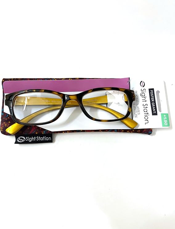 Foster Grant reading glasses, sight station Heather tort Gold +1.50