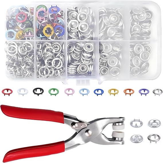 Metal Snaps Buttons with Fastener Pliers Press Tool Kit, Prong Ring Snap